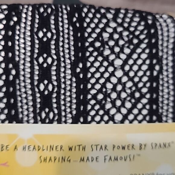 SPANX 115-150 LB OPEN WEAVE (LIKE FISHNET ) BLACK SHAPING CONTROL TOP TIGHTS NWT - Picture 7 of 9